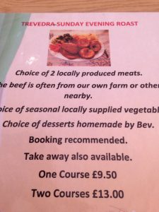 Sunday Roast at Trevedra Farm Camping Site